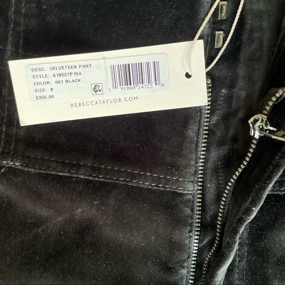 Rebecca Taylor Black Velvet Pants Size 8 - Picture 6 of 8